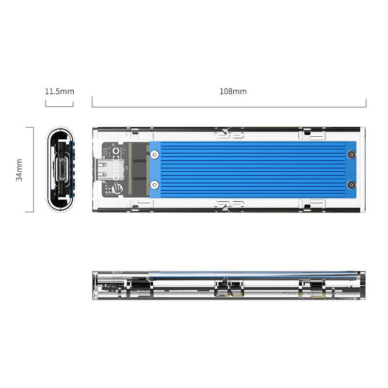 Kućište SDD M.2 Orico, NVME, USB-C 3.1 Gen.2, 10 Gbps (plavo)