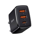 Punjač Baseus Compact Quick Charger, 2xUSB, USB-C, PD, 3A, 30W (czarna)