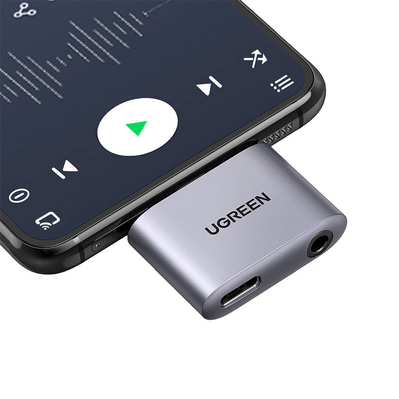 UGREEN CM231 USB-C na USB-C adapter + utičnica 3,5 mm (siva)