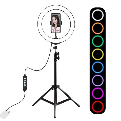 Stativ Puluz 1,1 m + 26 cm RGBW LED prsten Vlogging PKT3044