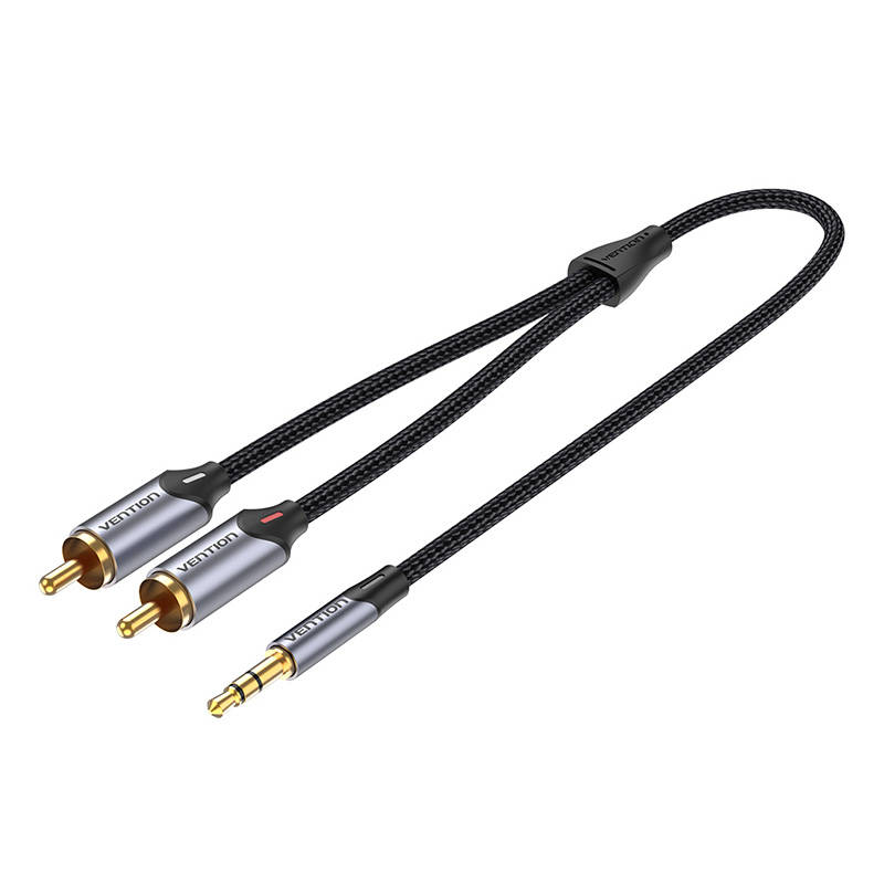 2xRCA kabel (Cinch) adapter na 3,5 mm Vention BCNBD 0,5 m (siva)