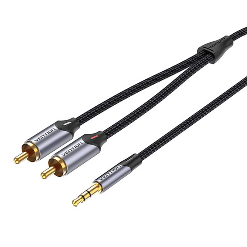 2xRCA kabel (Cinch) adapter na 3,5 mm Vention BCNBF 1m (siva)