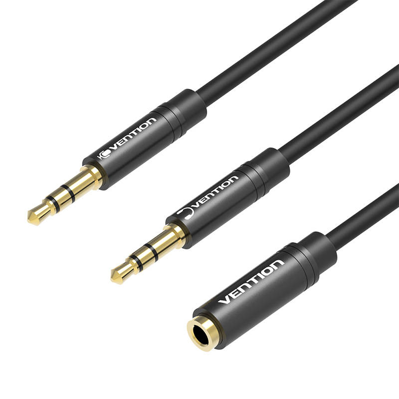 Dvostruki stereo razdjelnik 3,5 mm muški na 3,5 mm ženski Vention BBOBY 0,3 m (crni)