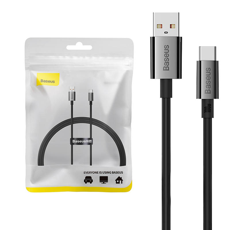 Kabel USB do USB-C Baseus Superior 100W 1m (crni) (paket od 5 komada)