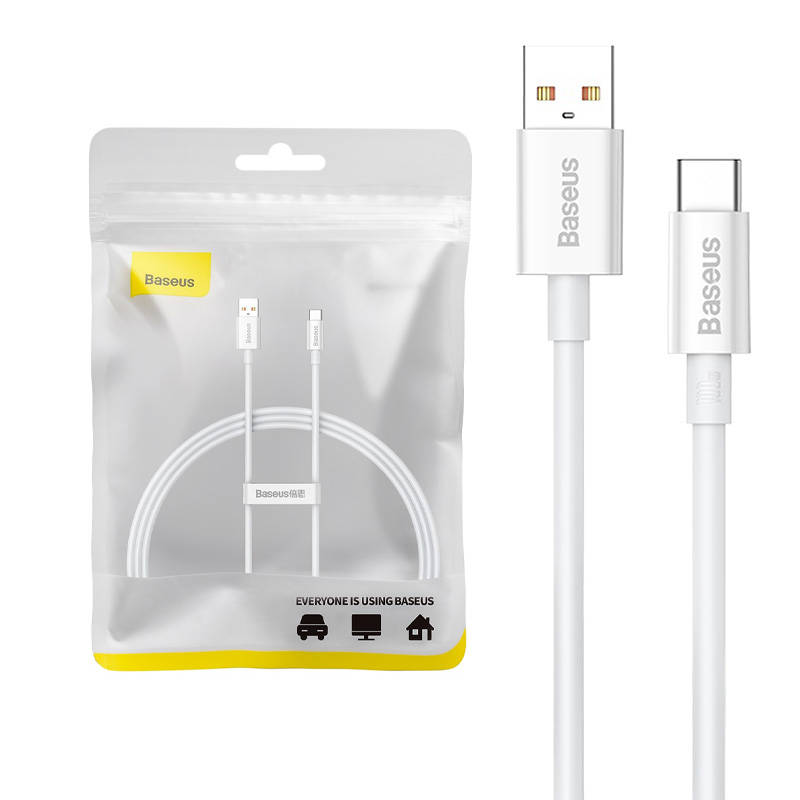 Kabel USB do USB-C Baseus Superior 100W 1m (bijeli) (paket od 5 komada)