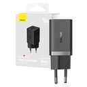 Zidni punjač Baseus GaN5 40W, 2x USB C (crni)