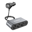 Auto punjač Dudao R1Pro, 2x USB, 3x adapter za upaljač 12V (crni)