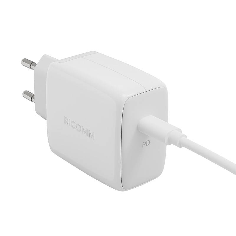 Zidni punjač 45 W GaN Ricomm RC451 EU, 1xUSB-C + 2,1 m USB-C kabel