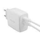 Zidni punjač 65W GaN Ricomm RC652 EU, 2xUSB-C + 2,1m USB-C kabel