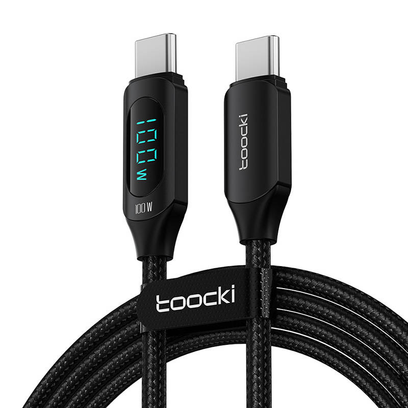 Toocki kabel za punjenje USB C-C, 1m, 100W (crni)