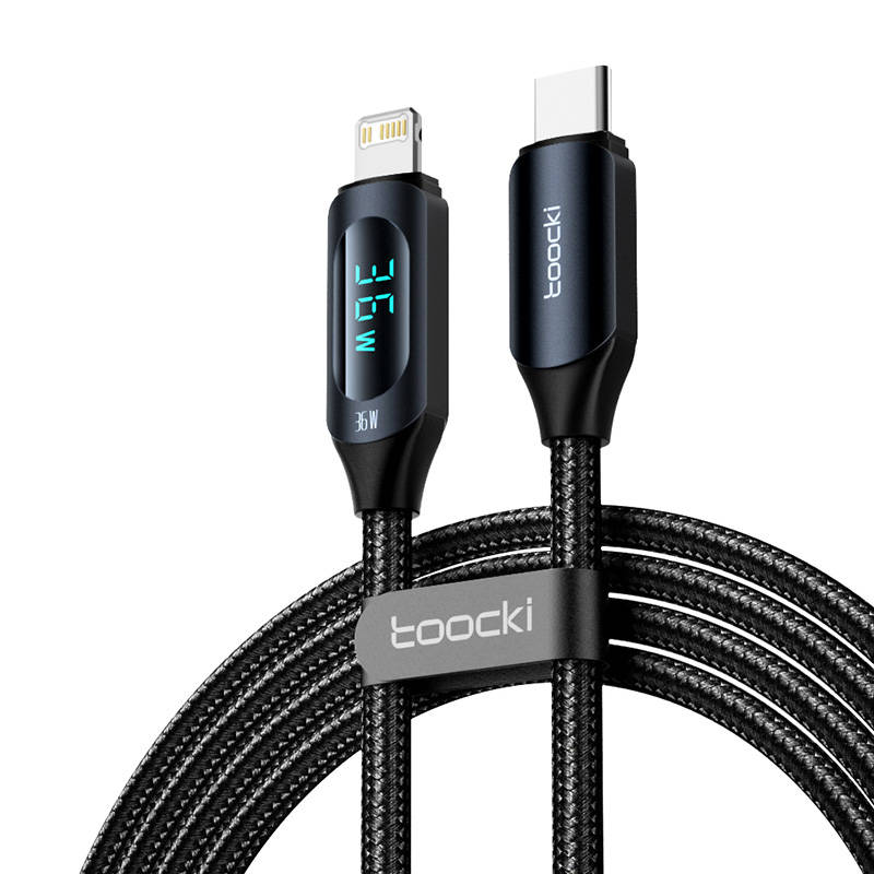 Toocki kabel za punjenje USB C-L, 1m, 36W (crni)