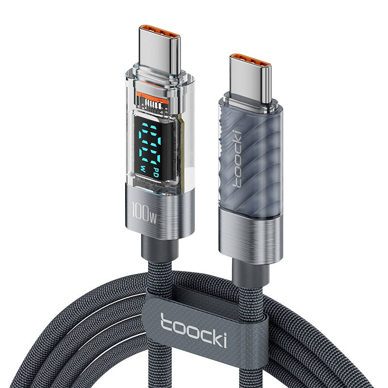 Toocki kabel za punjenje C-C, 1m, 100W (sivo)