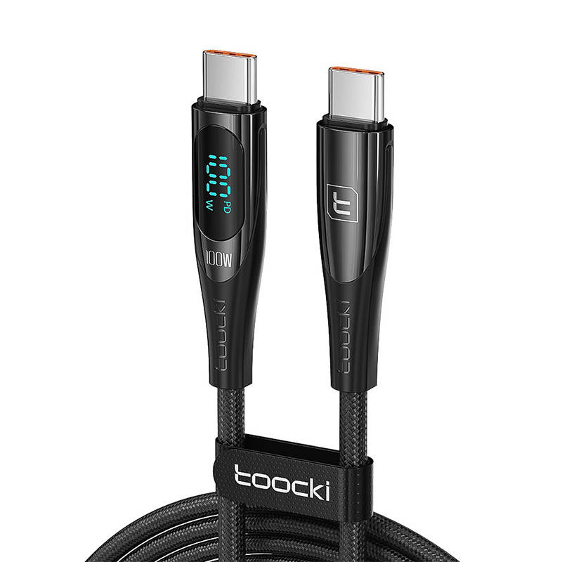 Toocki kabel za punjenje USB C-C, 1m, PD 100W (crni)