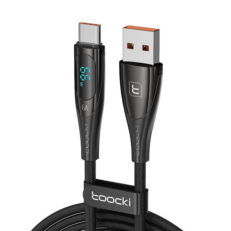 Toocki kabel za punjenje USB A-C 1m 66W (crni)