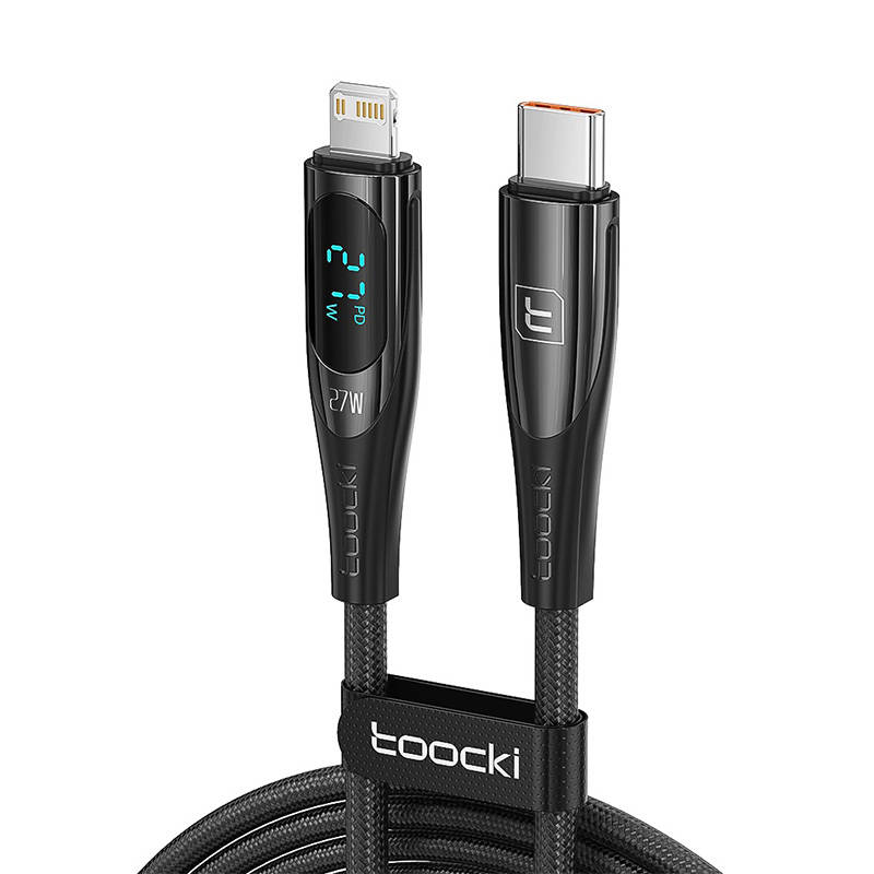 Toocki kabel za punjenje USB C-L, 1m, PD 27W (crni)