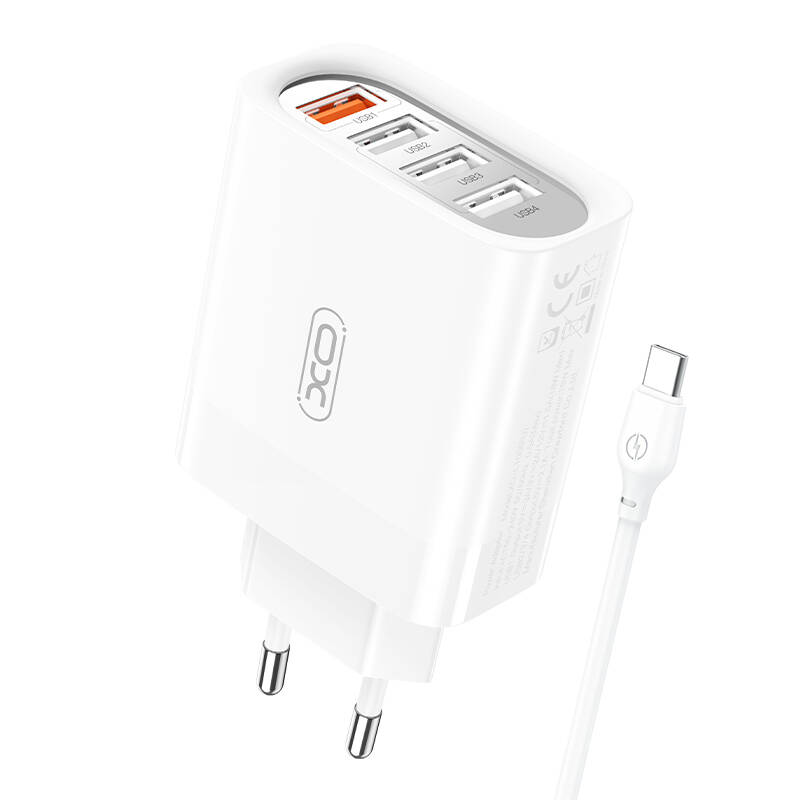 Zidni punjač XO L110 s kabelom USB-C, 18W (bijeli)