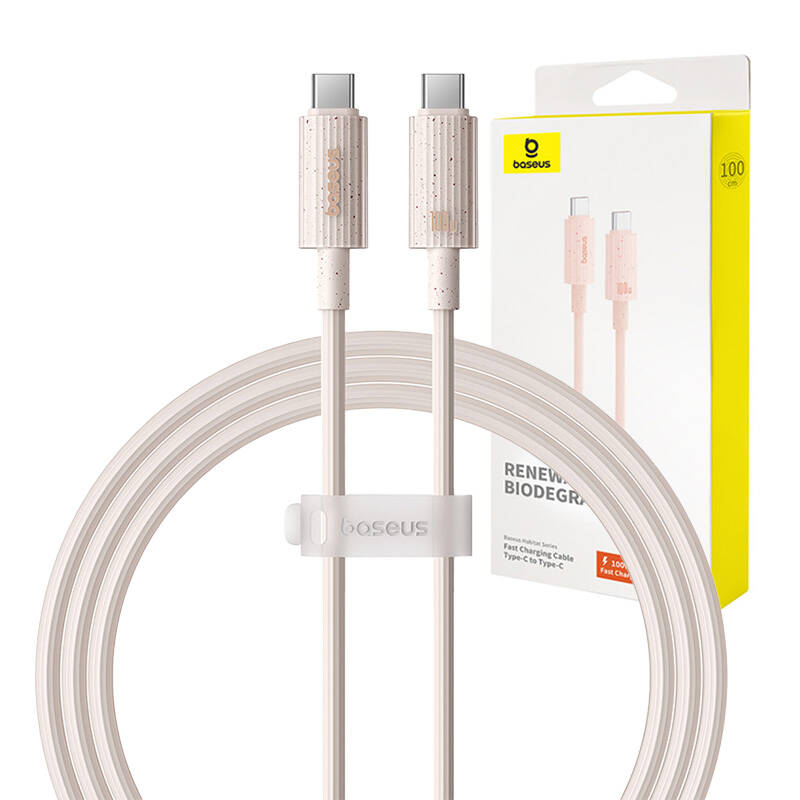Kabel za brzo punjenje Baseus USB-C na USB-C Habitat Series 1m 100W (ružičasti) (paket od 5 komada)