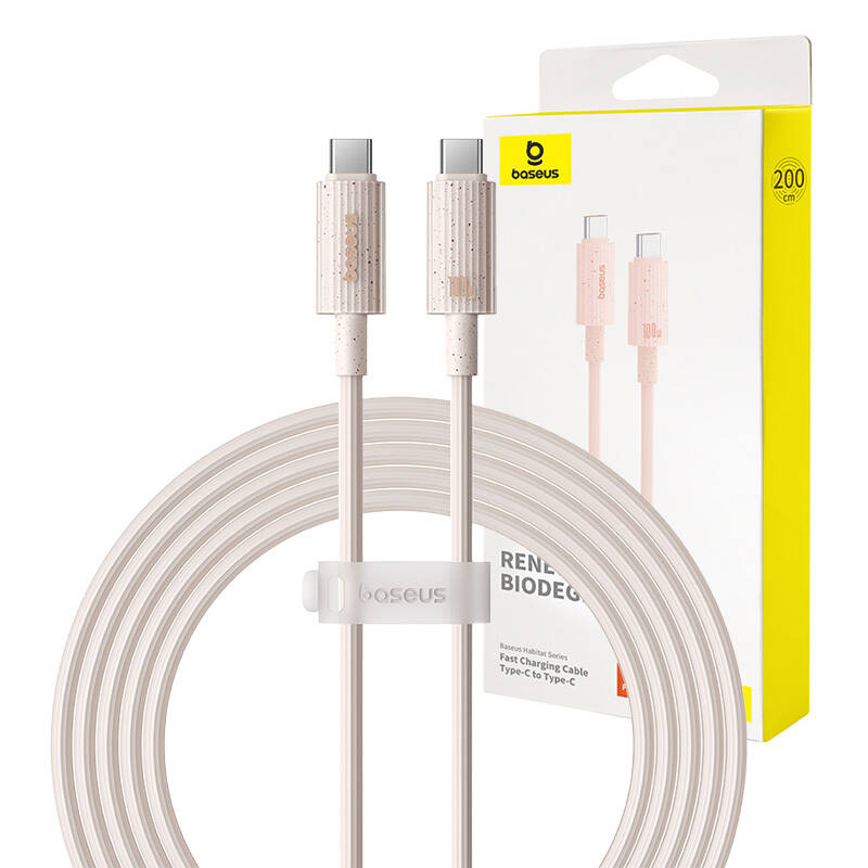 Kabel za brzo punjenje Baseus USB-C na USB-C Habitat Series 2m 100W (ružičasti)