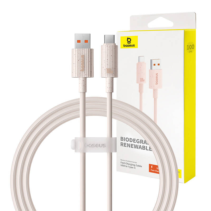 Kabel za brzo punjenje Baseus USB na USB-C Habitat Series 1m 100W (ružičasti) (paket od 5 komada)