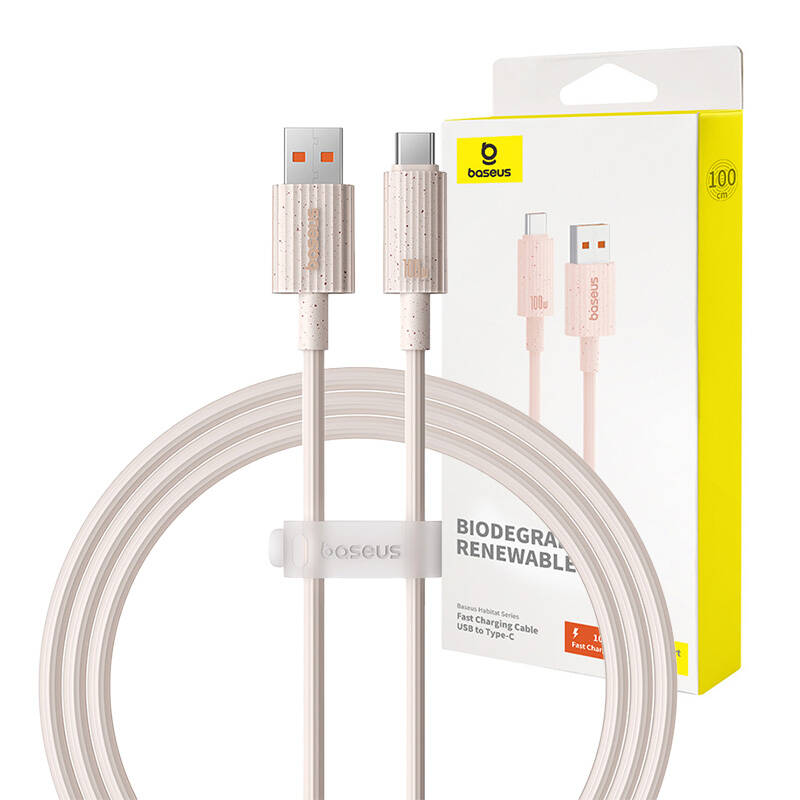 Kabel za brzo punjenje Baseus USB na USB-C Habitat Series 1m 100W (ružičasti)