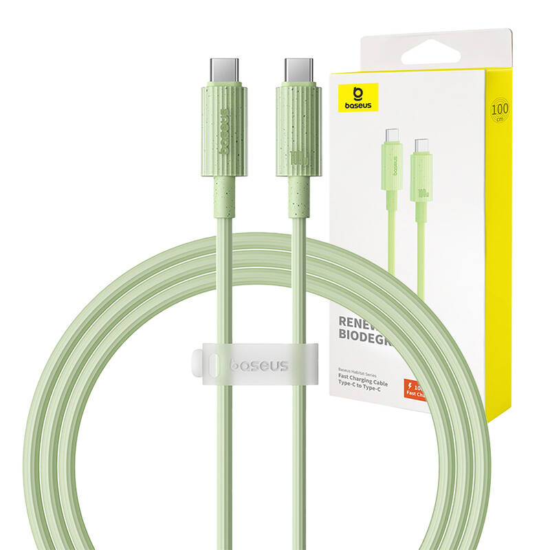 Kabel za brzo punjenje Baseus USB-C na USB-C Habitat Series 1m 100W (zeleni) (paket od 5 komada)