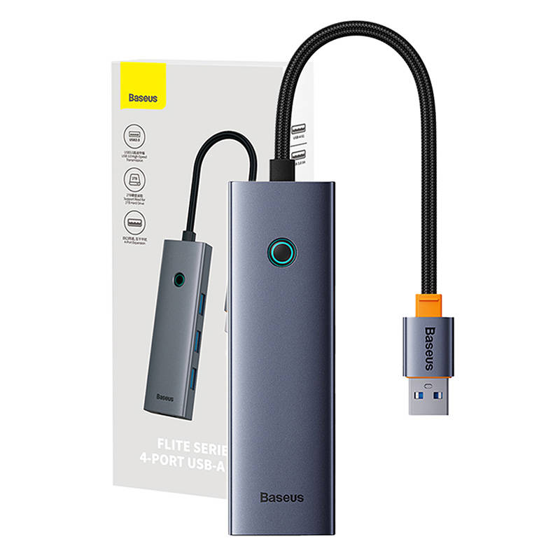 4u1 Hub Baseus UltraJoy USB-A do 4xUSB 3.0 (svemirski sivi)