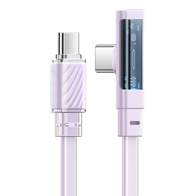 Kabel USB-C na USB-C Mcdodo CA-3454 90 stupnjeva 1,8 m s LED-om (ljubičasta)