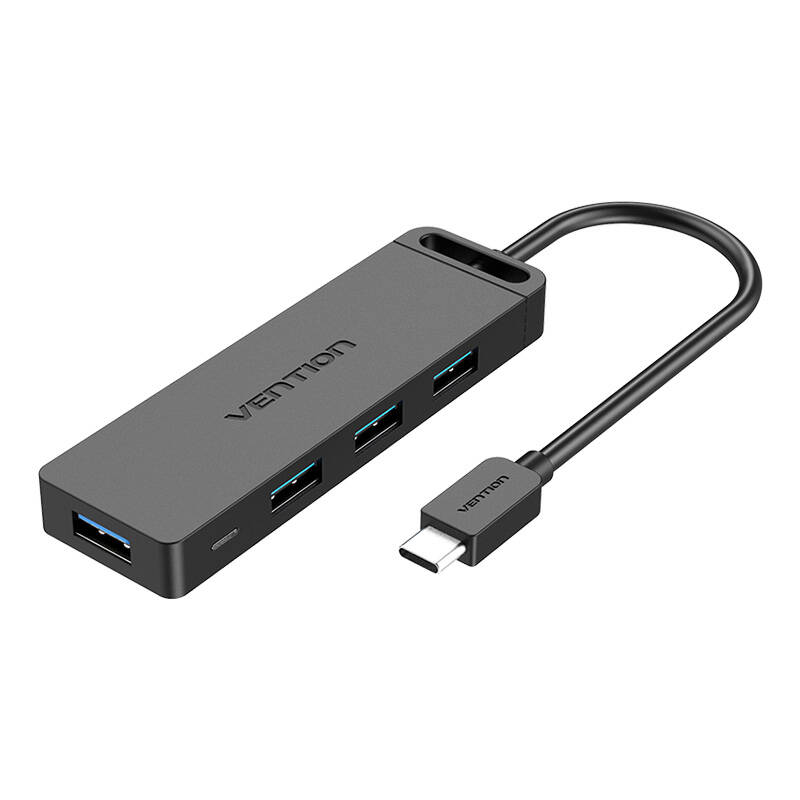 USB-C 3.0 čvorište na 4 priključka s adapterom za napajanje Vention TGKBD 0,5 m crni ABS