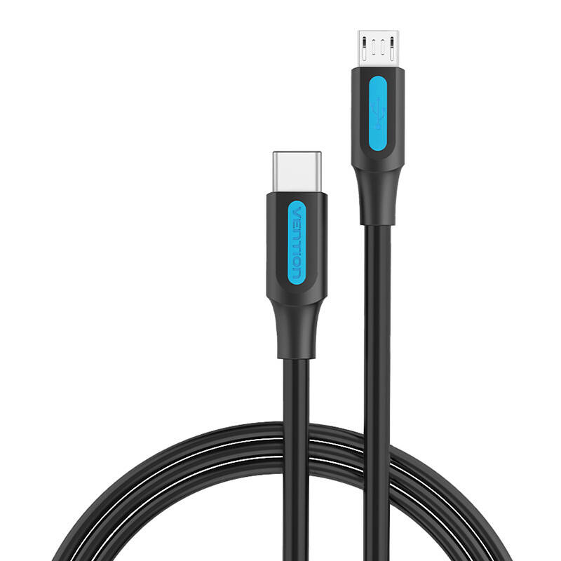 USB-C 2.0 na Micro-B 2A kabel 1m Vention COVBF crni