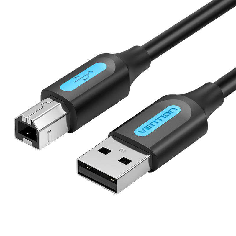 USB 2.0 A muški na USB-B muški kabel s feritnom jezgrom Vention COQBL 10m crni PVC