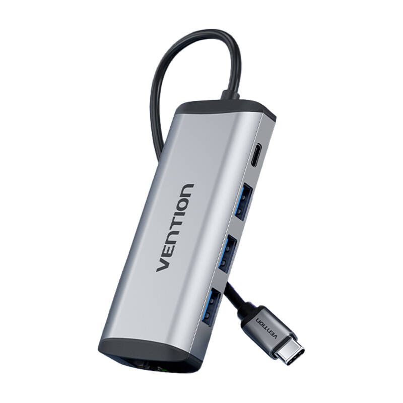 USB-C na USB-C priključna stanica, 3x USB3.0, PD 0,15m Vention THAHB, siva