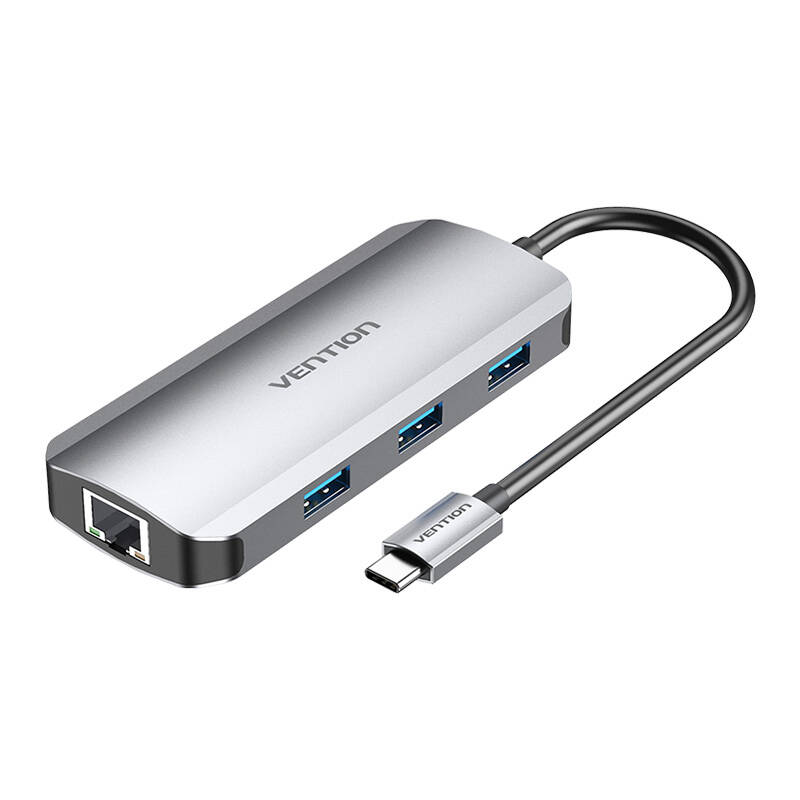 USB-C na HDMI priključnu stanicu, 3x USB 3.0, RJ45, PD 0,15m Vention TOHHB (siva)