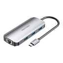 USB-C na HDMI priključnu stanicu, 3x USB 3.0, RJ45, PD 0,15m Vention TOHHB (siva)