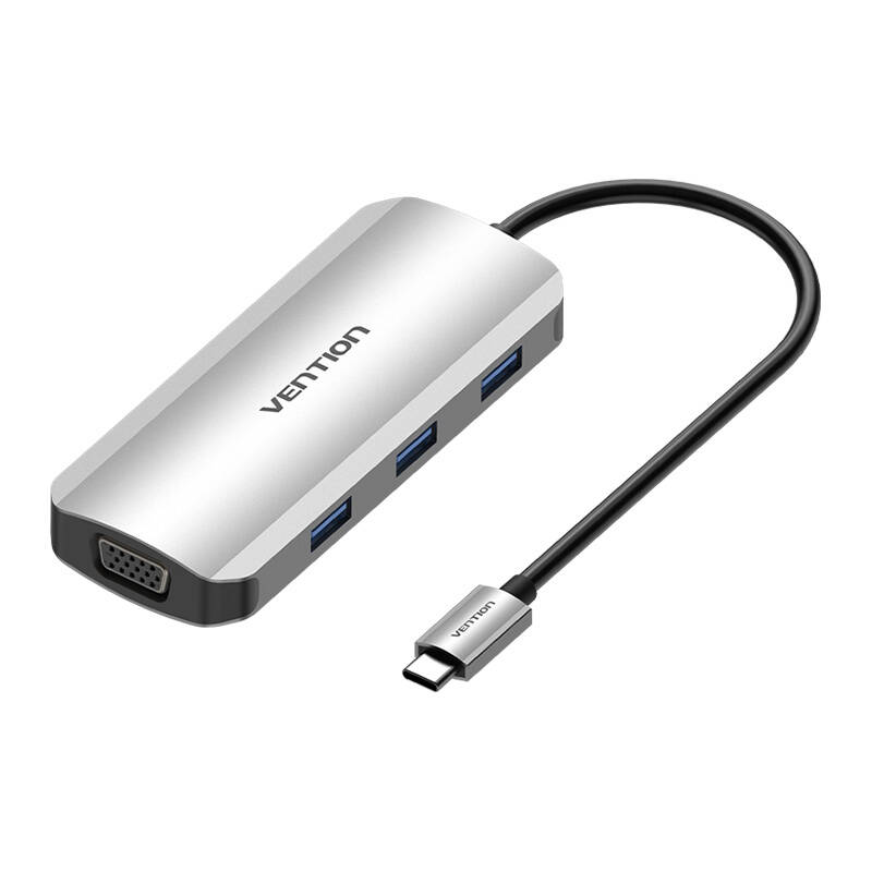 USB-C priključna stanica na HDMI, VGA, 3x USB 3.0, PD 0,15m Vention TOIHB (siva)