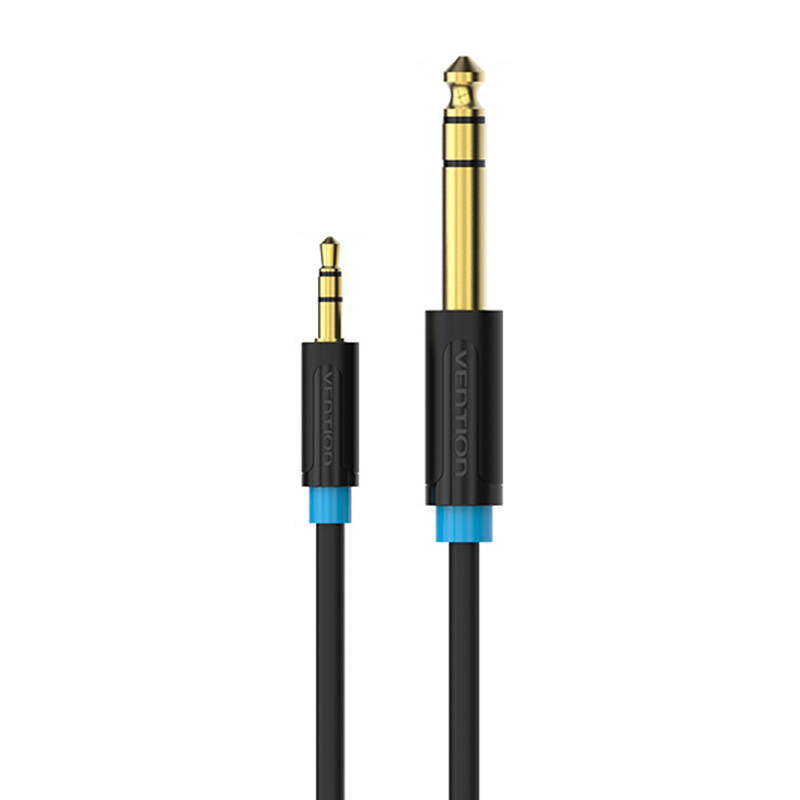 3,5 mm TRS muški na 6,35 mm muški audio kabel 2 m Vention BABBH (crni)