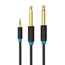 3,5 mm TRS muški na 2x 6,35 mm muški audio kabel 1 m Vention BACBF (crni)