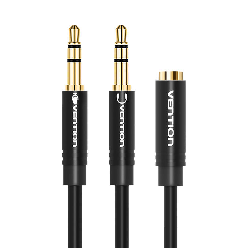 2x 3,5 mm audio kabel 0,3 m Vention BBUBY crni