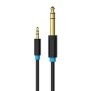 3,5 mm muški TRS na muški 6,35 mm audio kabel 0,5 m Vention BABBD crni