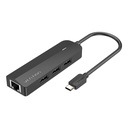 USB-C do 3x USB 2.0, RJ45, Micro-B Hub Vention TGOBB 0,15 m, crni