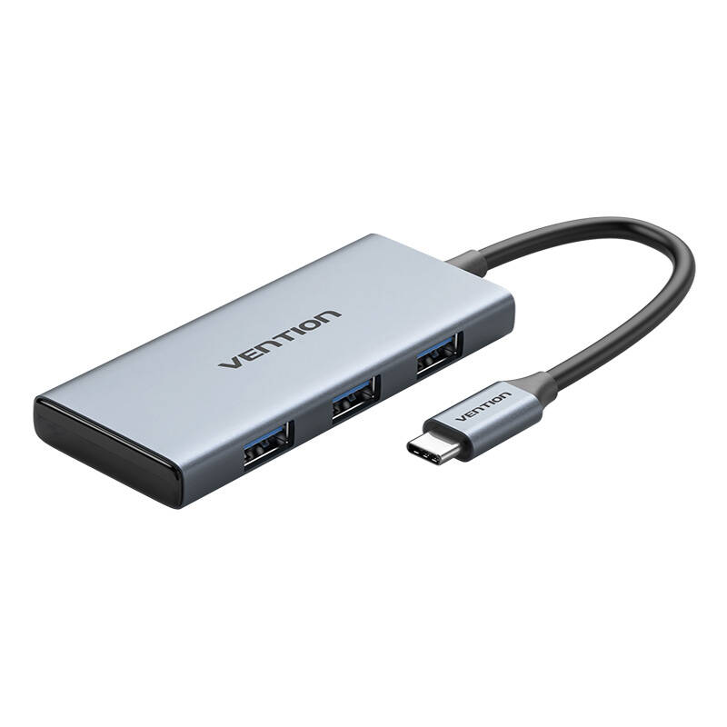 USB-C na HDMI, 3x USB 3.0, SD, TF Hub Vention TOOHB 0,15 m sivi