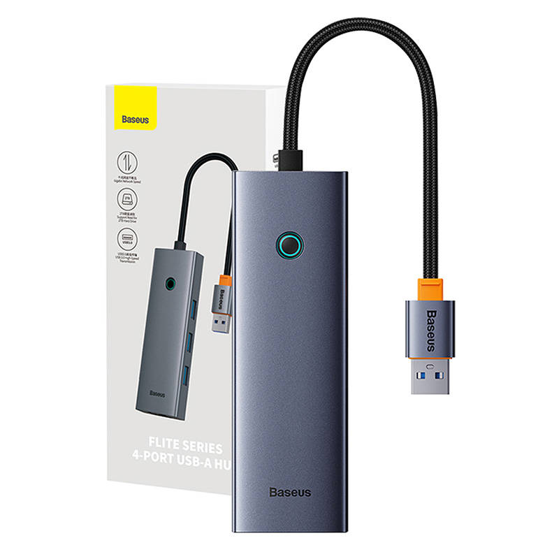 4u1 Hub Baseus UltraJoy USB-A na USB 3.0 + RJ45 (svemirski sivi)