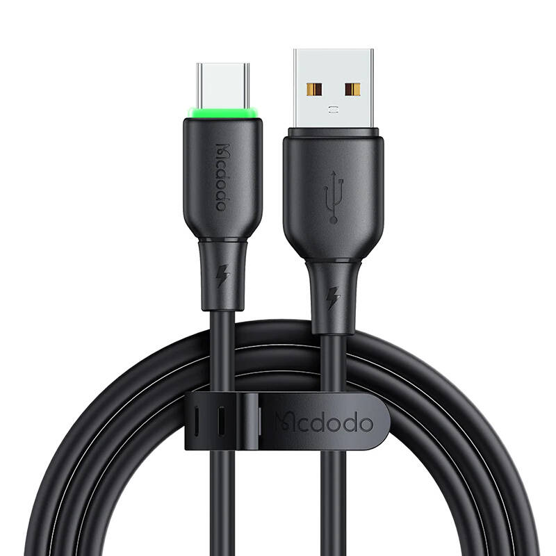 USB na USB-C kabel Mcdodo CA-4751 s LED svjetlom 1,2 m (crni) (paket od 5 komada)