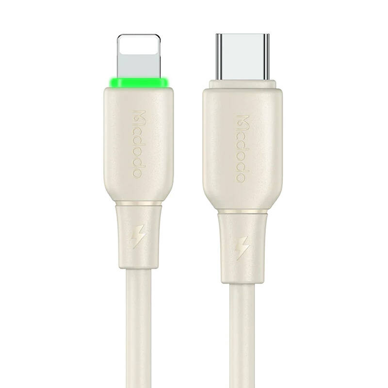 Kabel USB-C do Lightning Mcdodo CA-4760 sa LED svjetlom 1.2m (bež)