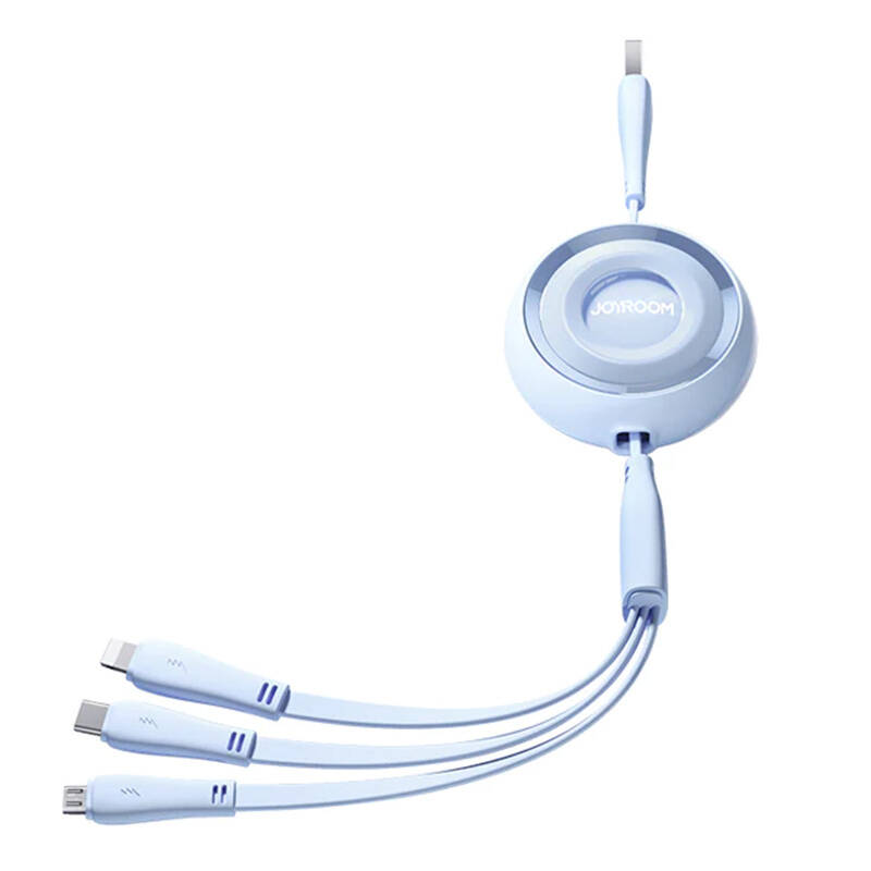 3u1 Joyroom šareni USB na USB-C/Lightning/Micro USB kabel 3.5A, 1m (plavi)