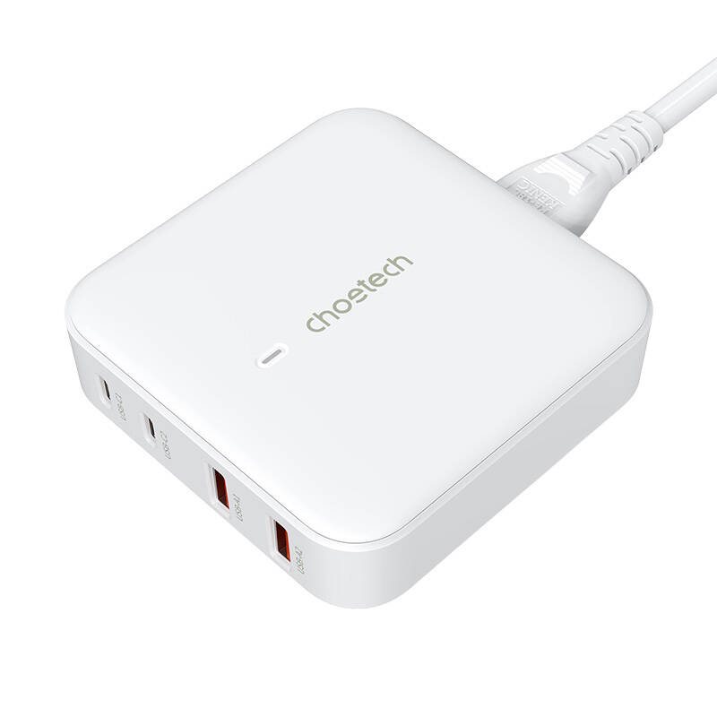 Desktop punjač Choetech PD8008, 2x USB-C, 2x USB-A, GaN, 100W (bijeli)