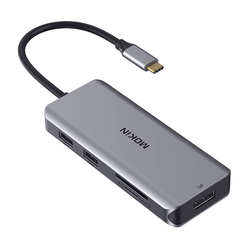 MOKiN adapter/priključna stanica 9 u 1 USB C na 2x USB 2.0 + USB 3.0 + 2x HDMI + DP + PD + SD + Micro SD (srebrni)