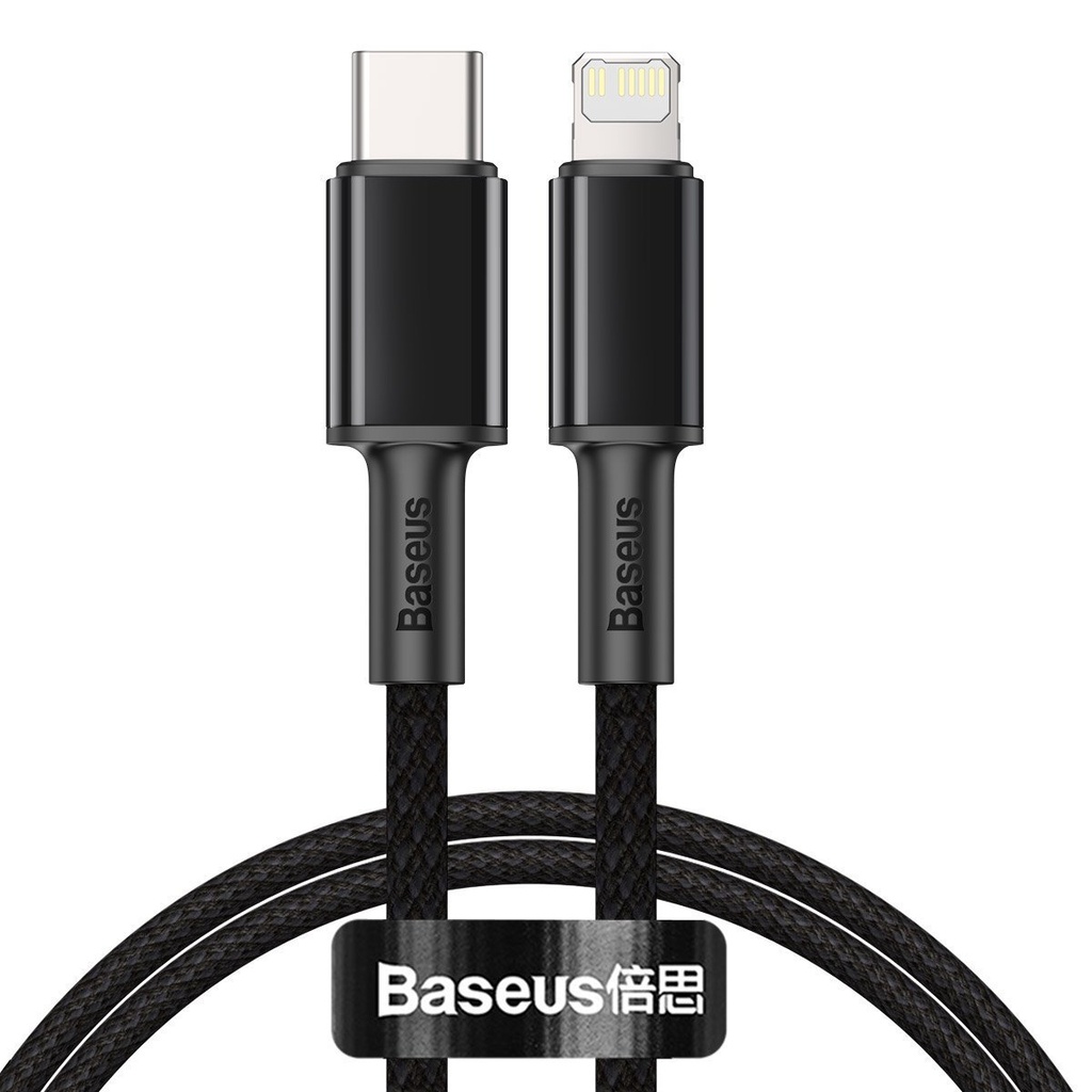 Baseus pleteni kabel visoke gustoće Type-C na Lightning, PD, 20 W, 1 m (crni) (paket od 5 komada)