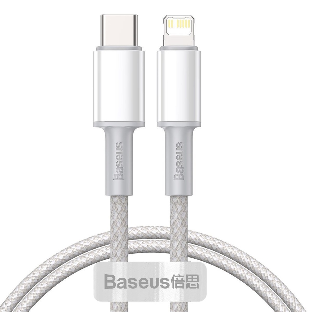 Baseus pleteni kabel visoke gustoće Type-C na Lightning, PD, 20 W, 1 m (bijeli) (paket od 5 komada)