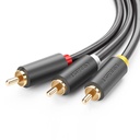 UGREEN AV105 3x RCA (činč) kabeli do 3x RCA (činč) 1,5 m (crni)