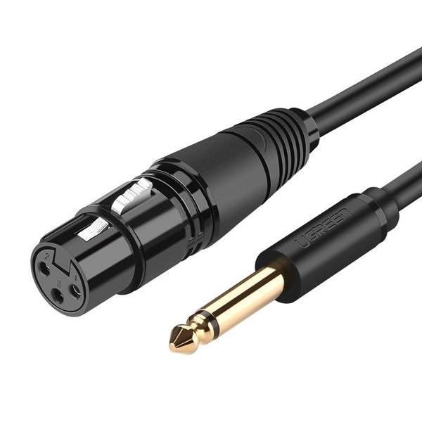 UGREEN AV131 ženski XLR kabel za jack 6.35 muški - 2m (crni) (paket od 5 komada)